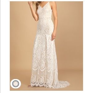 Lulus Flynn white lace maxi dress